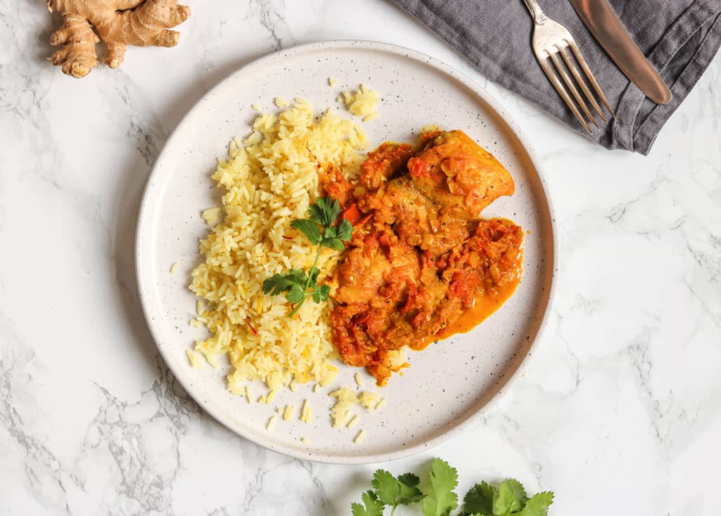 SIMPLE CHICKEN CURRY WITH SAFFRON RICE